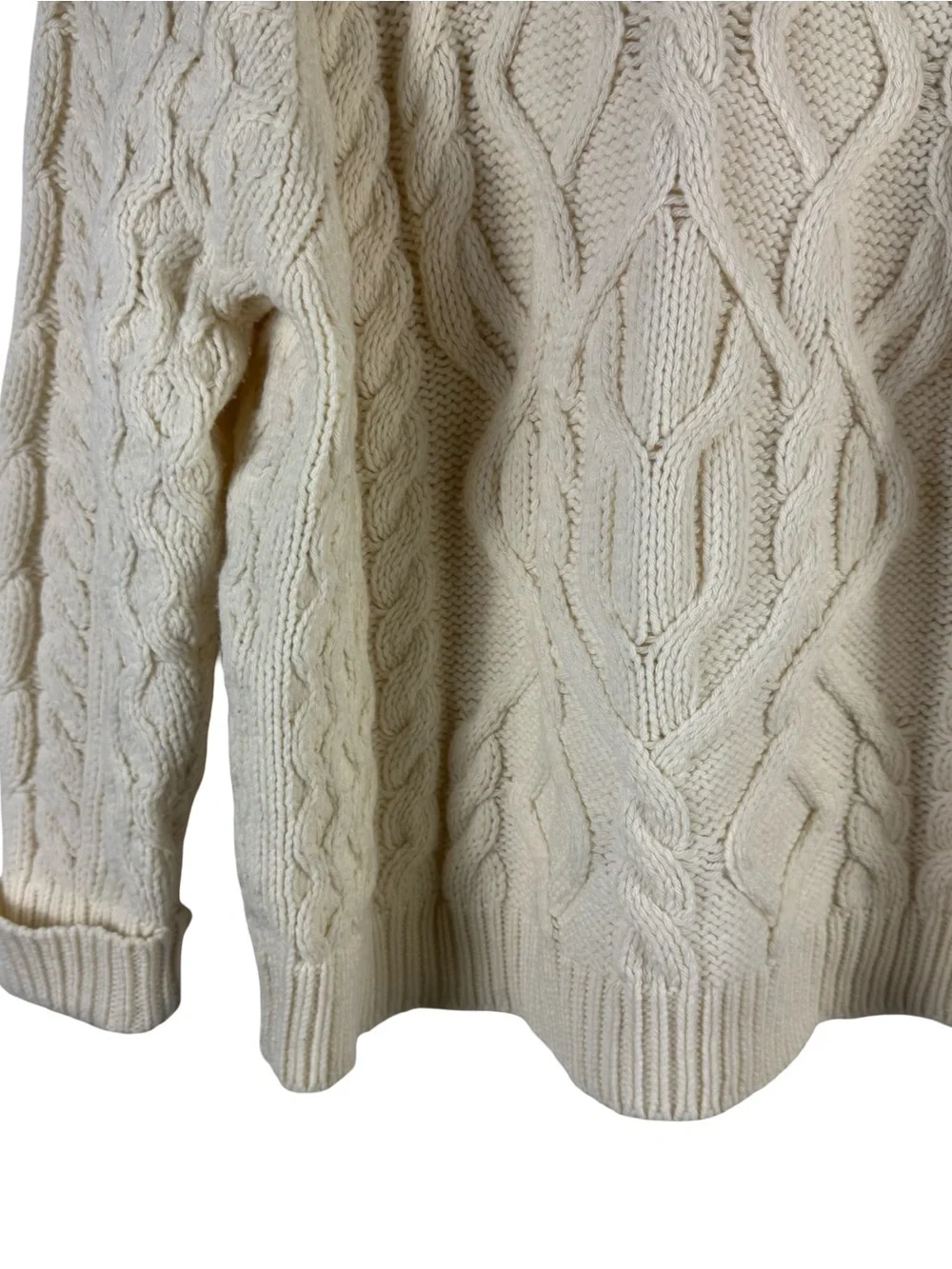 MCQ ALEXANDER MCQUEEN Chunky Cable Knit Cashmere Wool Sweater Cream Men's Size S